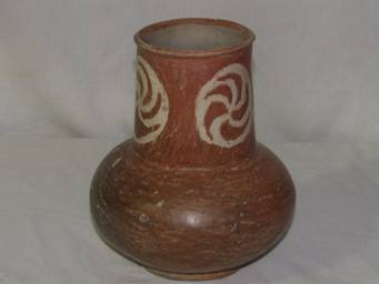 Item BM-10: Red and White Mississippian wide necked bottle